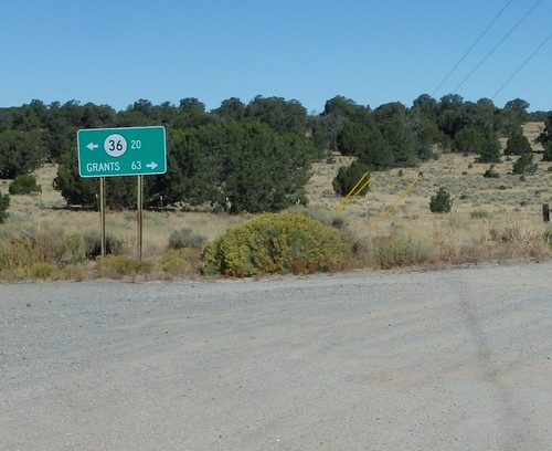 GDMBR: The major roads of CR-36 and NM-306 turn left and CR-41 to Grants turns right.